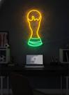 Luminária Neon Troféu Amarelo e Verde Decoração Futebol Copa Luminária Neon Troféu Amarelo e Verde Decoração Futebol Copa