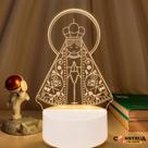 Luminária Nossa Senhora Aparecida LED 3D Abajur Acrílico Branca Esperança Bivolt