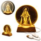 Luminária Nossa Senhora das Graças Disco de Vidro 3D 7,8cm USB - Ref: 22171B