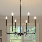 Luminária ONESMING Candelabro de metal preto de 6 luzes 110V