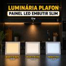 Luminária Painel Plafon LED Embutir Quadrado Slim 12W Bivolt Iluminação Econômica Minimalista