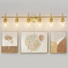 Luminária para Banheiro Foucasal com 6 Lâmpadas e Cúpulas de Vidro Douradas Luminária para Banheiro Foucasal com 6 Lâmpadas e Cúpulas de Vidro Douradas