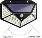 Luminária Parede Solar 100 Leds Bateria Luz Balizador Jardim