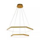 Luminária pendente 2 anéis hexagonais dourado led - 3000k branco quente