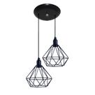 Luminária Pendente Aramado Modelo Diamante 02 Juntos na mesma canopla bivolt 110v/220v Cor Preto