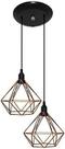 Luminária Pendente Aramado Modelo Diamante Duplo 02 Juntos na mesma Canopla Rose Com Fio Preto Luminária Pendente Aramado Modelo Diamante Duplo 02 Juntos na mesma Canopla Rose Com Fio Preto