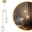 Luminária Pendente Canne Light Dourado 2 Globos Leitosos 10Cm