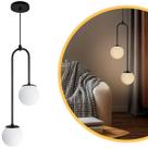 Luminária Pendente Canne Light Preto 2 Globos Leitosos 10Cm