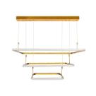 luminária pendente de arco de led quadrado 3 arcos dourado