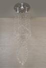 Luminária Pendente De Cristal Base De Inox 30cm De Diâmetro
