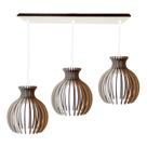 Luminaria Pendente Desmontada Tripla CQ Nacar Madeira MDF