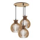 Luminaria Pendente Desmontada Tripla CR Nacar Madeira MDF