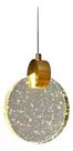 Luminária Pendente Disco Cristal C Bolhas Dourado Led 110V/220V Bivolt