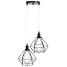 Luminária Pendente Duplo Aramado Modelo Diamante Duplo 02 Juntos na mesma Canopla Preto