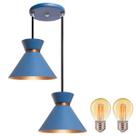 Luminária Pendente Duplo Berlin 15cm Azul + Lâmpada Led Luminária Pendente Duplo Berlin 15cm Azul + Lâmpada Led