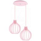 Luminária Pendente Duplo Madeira Bali 20cm CR Rosa Claro E27 Luminária Pendente Duplo Madeira Bali 20cm CR Rosa Claro E27