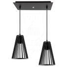 Luminária Pendente Duplo Madeira Koni 20cm CQ Preto E27