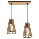 Luminária Pendente Duplo Madeira Koni 20cm CQ Soquete E27
