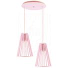 Luminária Pendente Duplo Madeira Koni 20cm CR Rosa Claro E27 Luminária Pendente Duplo Madeira Koni 20cm CR Rosa Claro E27
