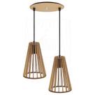 Luminária Pendente Duplo Madeira Koni 20cm CR Soquete E27