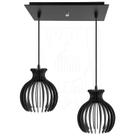 Luminária Pendente Duplo Madeira Nacar 18cm CQ Preto