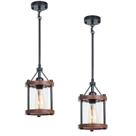 Luminária pendente Ejerlya Farmhouse Rustic Walnut Wood, pacote com 2 unidades