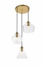 Luminária Pendente Elegant Lighting Destry 3 Lâmpadas Latão Transparente