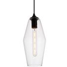 Luminária Pendente Elegant Lighting Placido Preta Transparente 36cm