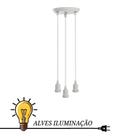 Luminária Pendente Fio Lustre Cabo Decorativo Triplo Soquete Coluna 3 Lampadas E-27