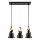 Luminária Pendente Giato Triplo Preto Kala Ferro 510mm X 150mm X 900mm Luminária Pendente Giato Triplo Preto Kala Ferro 510mm X 150mm X 900mm