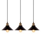 Luminária Pendente Industrial Retrô de Ferro Preto para Cozinha, Restaurante, Bar e Varanda (Kit com 3)