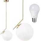 Luminária Pendente Jabuticaba 45cm Angular Globo Vidro 15cm Teto Gimpo KJDD-E-059-12 + 1 Lâmpada LED 12W