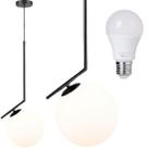 Luminária Pendente Jabuticaba 45cm Angular Globo Vidro 15cm Teto Gimpo KJDD-E-059-12 + 1 Lâmpada LED 12W