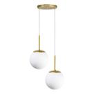 Luminária Pendente Jabuticaba Duplo Dourado Globo de Vidro