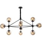 Luminária Pendente Jabuticaba Preto Bola Molecular Âmbar Moderno Sala Quarto Salão Inl81