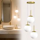 Luminária Pendente Jabuticaba Triplo Dourado Globo de Vidro