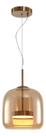 Luminária Pendente Led Metal Bronze e Vidro Conhaque Bivolt