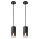 Luminária pendente LINSEEDS Black Glass para cozinha, pacote com 2