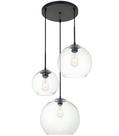 Luminária Pendente Living District Baxter 3 Lâmpadas Preto Transparente