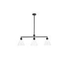 Luminária Pendente Living District Mera 3 Lâmpadas Preta com Vidro Transparente 110V