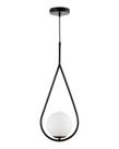 Luminária Pendente Lustre Aro Gota Preto Bola Globo Esfera Opaco Leitoso Moderno Luxo INL117
