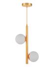 Luminária Pendente Lustre Jabuticaba Dourado Com 2 Bolas Globo Esfera Opaco Leitoso Moderno Luxo INL115