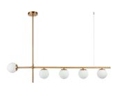 Luminária Pendente Lustre Jabuticaba Dourado Com Bolas Globos Esferas Opaco Leitoso Moderno Luxo INL110