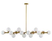 Luminária Pendente Lustre Jabuticaba Moon Dourado Com Bolas Globos Esferas Opaco Leitoso Moderno Luxo INL111