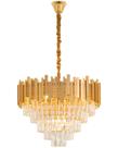 Luminária Pendente Lustre Luxuoso Dourado e Cristais Vana Sindora INL104