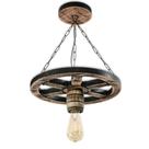 Luminária Pendente Lustre Roda de Carroça em Madeira Maciça 33cm Rústico Colonial Vintage Retrô