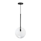 Luminária Pendente Lux Preto Globo Vidro Cristal 25Cm + Led Luminária Pendente Lux Preto Globo Vidro Cristal 25Cm + Led