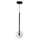 Luminária Pendente Lux Preto Globo Vidro Cristal + Led