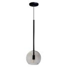 Luminária Pendente Lux Preto Globo Vidro Fumê + Led Incluso