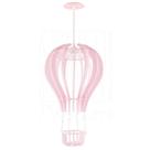 Luminária Pendente Madeira Balão 45cm Rosa Claro Infantil
